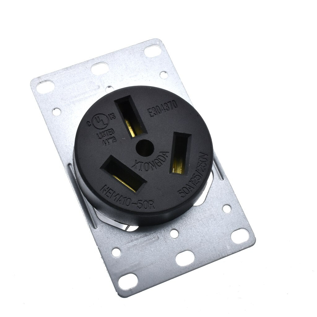 Black 50A 125V/250V NEMA 10 50P & 10 50R American 3pole industry plug