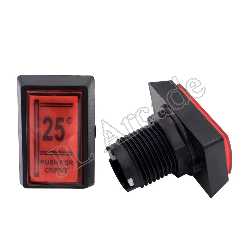 1pcs 25 Cent Red Push For Credit Arcade Coin Operated Game LED Push