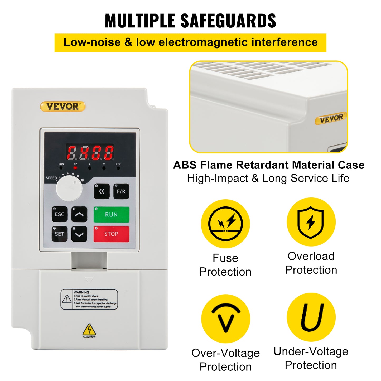 Vevor Variable Frequency Drive Ac 110v 2.2 /3 /4 /7.5kw Variable