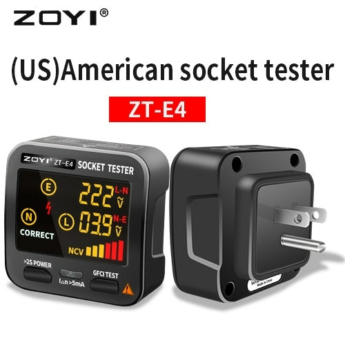 ZOYI Digital Socket Tester Smart Voltage Detector RCD GFCI NCV Test