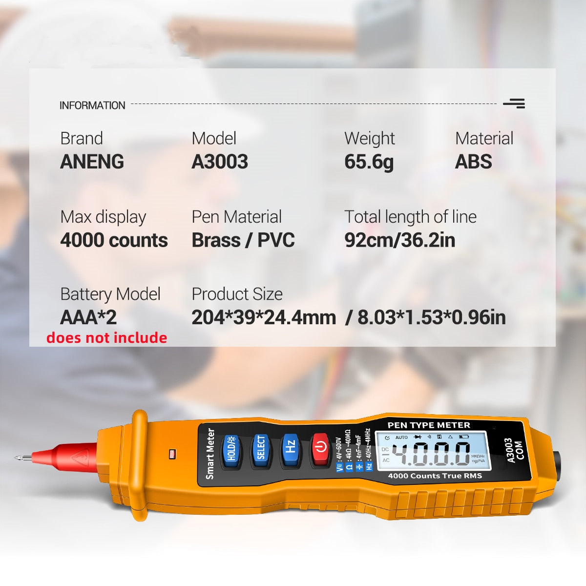 A3003 Digital Multimeter Pen Type Meter 4000 Counts Ac/dc Voltage